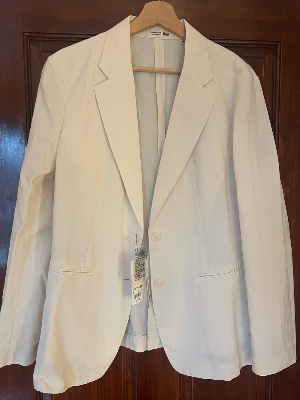 Uniqlo Comptoir Des Cotonniers Cream Single-Breasted Blazer